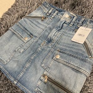Free People Cargo Denim Mini Skirt